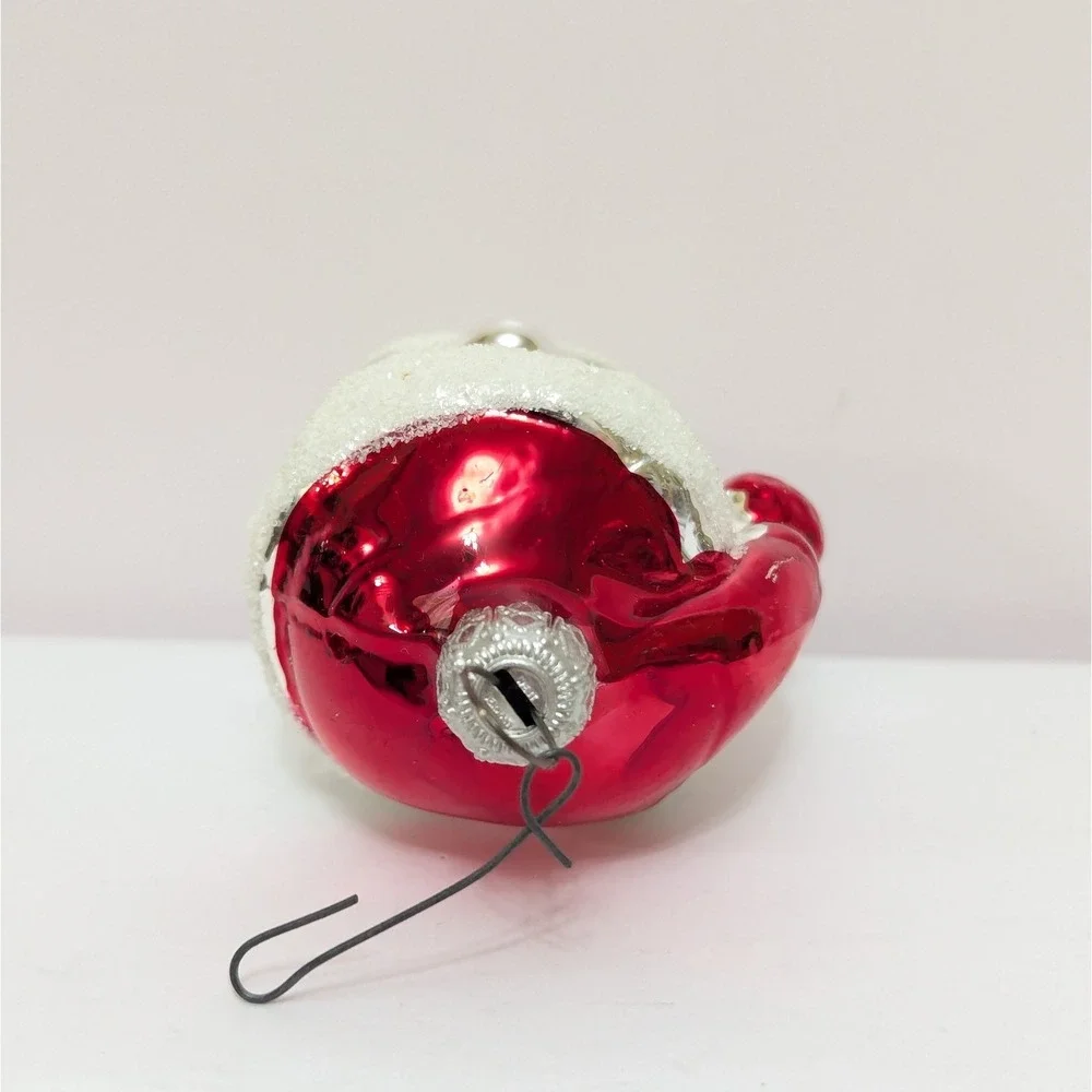 Vtg West Germany Mercury Glass Santa Claus Head Christmas Ornament Mica Beard